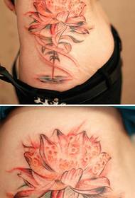 beautiful lotus scripture waist tattoo picture