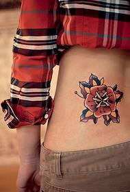 personality flower side waist tattoo picture