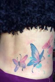 female back waist watercolor butterfly
