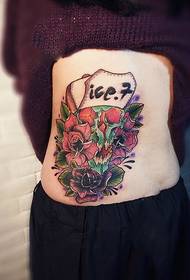 alternative creative side waist rose Tattoo picture