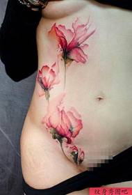 woman waist flower tattoo pattern