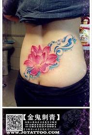 meisje taille Populaire mooie kleur lotus tattoo patroon