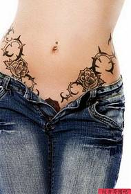 woman waist vine tattoo pattern