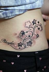pattern ng tattoo sa baywang: baywang limang-point star na pattern ng tattoo
