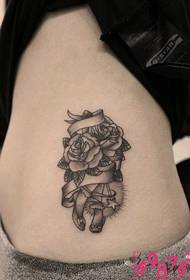 European style black and white rose tattoo picture