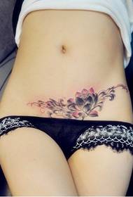 girl waist lotus pattern tattoo picture picture