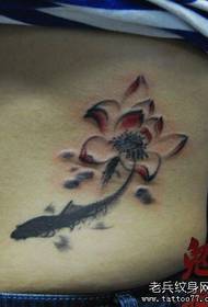 beauty waist Good-looking ink painting lotus and squid tattoo pattern