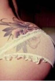 sexy girl waist beautiful flower pattern tattoo picture