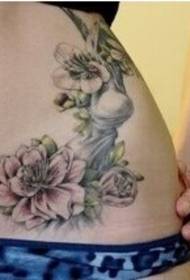 sexy beauty waist fresh and beautiful white lotus tattoo picture