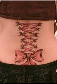 Women's waist beautiful and beautiful 3D bow tattoo picture