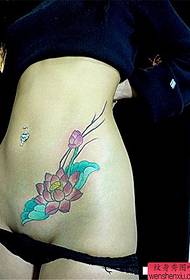 waist color Lotus tattoo pattern