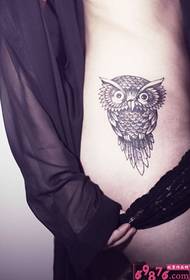 Side waist owl fashion tattoo picture