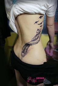 slim cintura cintura piuma uccelli personalità stampa di tatuaggi