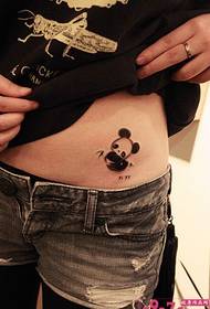 side waist panda eat bamboo ink Tattoo picture