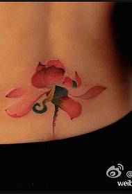 Patrón de tatuaxe de loto en cor cintura feminina