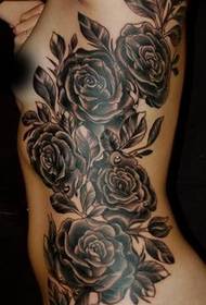 woman waist creative rose tattoo works