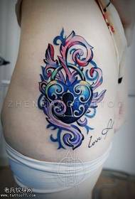 female side waist color key tattoo picture