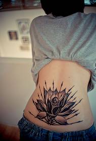 back waist creative black lotus tattoo picture