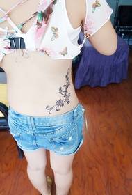 Sister's waist on the beautiful flower vine tattoo picture