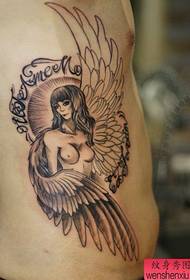 a side waist angel tattoo pattern