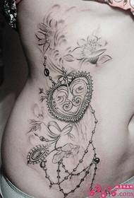 Ink Lotus Heart Necklace Waist Tattoo Picture