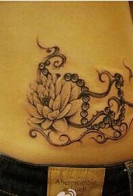 girls waist good-looking classic lotus and bead tattoo picture
