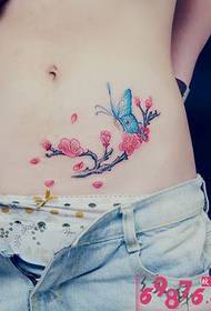 tatuagem de cintura moda borboleta pêssego