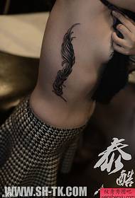 Woman waist sexy feather tattoo pattern