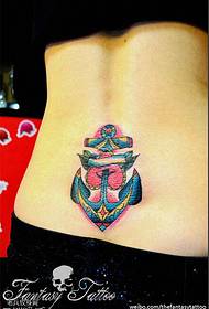 female waist color school anchor tattoo pattern