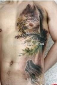 boys waist good-looking landscape painting tattoo picture