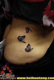 waist blue small butterfly tattoo pattern