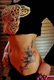 abstract art lotus waist tattoo picture