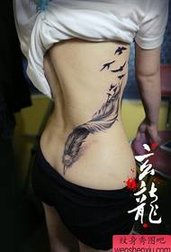 beauty waist beautiful feathered feather tattoo pattern