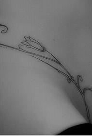 girls sexy waist black and white beautiful fresh small flower vine tattoo