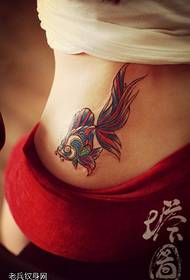Side waist color goldfish tattoo illustration
