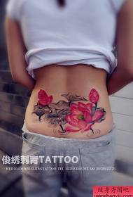 beautiful waist beautiful looking lotus and lotus leaf tattoo pattern