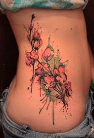 side waist ink flower tattoo picture picture
