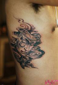 Personality smoke mask waist tattoo picture