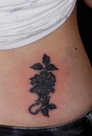 waist is no good-looking black and white rose tattoo figure