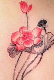 Mergaičių liemuo Gražus šviežias „Lotus“ tatuiruotės rankraštinis paveikslėlis
