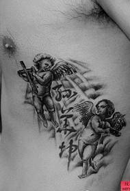 side waist angel tattoo pattern