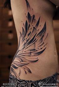 side waist beautiful agile wing tattoo pattern