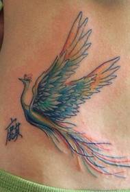 midja vackert mode snygg färg fågel Phoenix tatuering bild