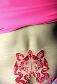 back waist Pisces Chinese knot tattoo picture