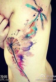 ქალის წელის ფერი მელნის dandelion tattoo tattoo მუშაობს
