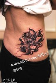 female waist lotus tattoo pattern