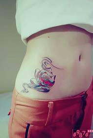 babae baywang sexy lotus Tattoo larawan