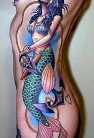 bočni struk Lijepi seksi sirena tetovaža uzorak