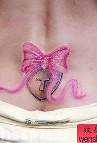 girl's waist fashion color bow tattoo pattern