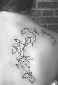 назад едноставна линија растенија шема на тетоважи